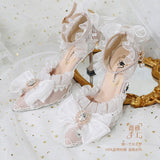 Tea Party Princess Lolita High Heels Loli Shoes Elegant French Daily Wear Pointed Sandals Sling Back Anime Sweet Girls Vintage