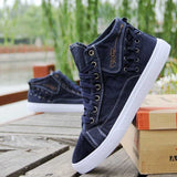 Fall New Men High-top Canvas Shoes Fashion Lace Up Men Casual Shoes Flat All-match Student Board Shoes Trend Light Male Sneakers