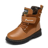Winter Boy Boots Children Shoes New Genuine Leather Fashion winter Boots Student Plus Velvet Warm Kids Snow Boots SFD014