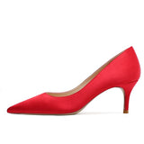 Wexleyjesus Elegant New Office Women Pumps Sexy Thin High Heels Woman Dress Wedding Party Shoes Stiletto Red Green Ladies Silk Shoes O0007