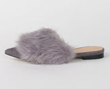 real rabbit fur women slippers pointed toe slides shoes with long fur mules woman luxury pantoufle femme real furry footwear 616