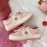 Kawaii Zapatillas Mujer Summer Fashion Vulcanize Shoes Pink Japanese Style Lolita Shoes Casual Ladies Patchwork Footwear