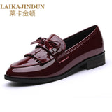 Wexleyjesus Patent Leather  Shoes Women's British Style Women's 2023 New Spring Autumn Soft Bottom Ladies Mid-heel Soft Leather Low Heel