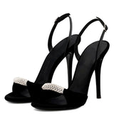 US4-12 Womens Peep Toe Stilettos High Heel Sandals Shoes Slingbacks Pumps Suede Leather Plus Size Summer   Laides New 2022