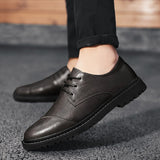 Wexleyjesus Men's Split Leather Flat Shoes Comfortable Casual Shoes Footwear Formal Business Shoes Lace-up Breathable Oxford Shoes