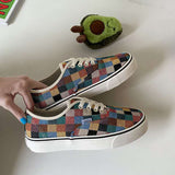 Summer Colorful Checkered Canvas Fashion Women's Espadrilles Casual Ladies Shoes INS Hot Sale Zapatillas Mujer