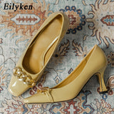 Eiyken 2022 New Chain High Heels Pumps Round Toe Slip On Women High-Heeled Shoes Sexy Ladies Work heels 7CM Women shoes