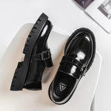 Wexleyjesus Men Harajuku Korean Style Streetwear Business Casual Thick Platform Genuine Leather Wedding Loafers Shoes Male Leather Shoe Man