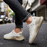 Wexleyjesus Leather Men Casual Shoes Luxury Brand Mens Fashion Sneakers Korean Thick-Soled Men's Shoes White Sneakers