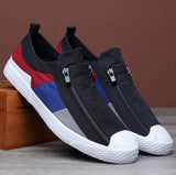 2023 New Style Men's Vulcanize Shoes Breathable Double zipper Trend Men Canvas Loafer British Fashion Mixed Colors Casual Shoe