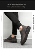Wexleyjesus New Men's Casual Sneakers One-foot Men's Shoes Fashion Trend Black Leather Shoes Cushion Trendy Shoes