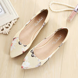 2023 New Style Pointed Shoes Fashion Flower Large Size Low-Cut Flat Spring Summer WOMEN'S Shoes