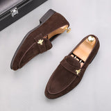 2023 Luxury Designer New Men's Suede Metal Business Shoes Male Wedding Dress Prom Homecoming Oxford Shoes Size 38-44