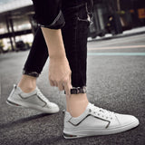 Wexleyjesus Simple White Sneakers Casual Leather Shoes Leather Men Sneakers White Male Leather Shoes Anti Slippery Flats Shoes