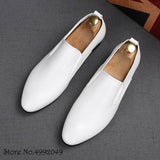 Newest Trend Designer Men's Black White Gentleman Leather Flats Casual Homecoming Shoes Wedding Dress Prom Party Footwear