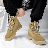 Winter Men Casual Shoes Plus Velvet Warm Men's Snow Boots Ankle Men Boot Outdoor Fashion Men Cotton Shoes 39-44 Black Men Boots