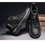 Wexleyjesus New Martin Boots Men Leather Autumn Winter Casual Shoes Motorcycle Lace Up Ankle Boots Man Platform Fashion Black Mid Top Boots