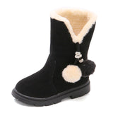 New Winter Kids Girls Boots Keep Warm Plus Velve Ankle Boots Cute Children Cotton Shoes Non-slip Princess Shoes STM029