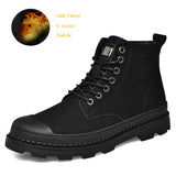 New Fashion Black Men's Martin Boots Genuine Leather Ankle Boots For Male Winter Plus Fur Walking Work Men Boots botas de homens