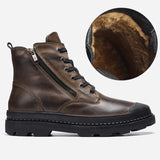 Wexleyjesus Natural Cow Leather Men Winter Boots Handmade Retro Men Boots Genuine Leather Men Winter Shoes