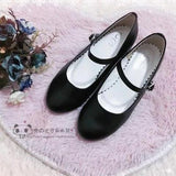 Low Heel Round Head PU Shoes Girls Flat Students Korean Harajuku Style Cosplay JK Uniform Lolita Shoes