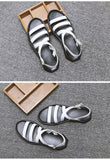 Summer Beach Sandals Mens Shoes Casual PU Leather Men Sandals Flat Holiday Beach Sandals Male Black White Shoes N039