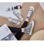 Wexleyjesus INS High Top Women's Canvas Shoes Zebra Pattern 2021 New   Style Women's Casual Shoes Fashion Comfortable Female Sneakers   Shoe