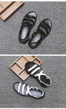 Summer Beach Sandals Mens Shoes Casual PU Leather Men Sandals Flat Holiday Beach Sandals Male Black White Shoes N039