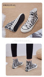 Wexleyjesus INS High Top Women's Canvas Shoes Zebra Pattern 2021 New   Style Women's Casual Shoes Fashion Comfortable Female Sneakers   Shoe