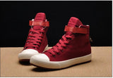 Fashion New Men Light Breathable Canvas Casual All Black white  Red High top Solid Color Sneakers Shoes flats HH-90