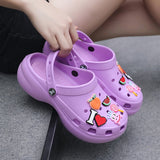 Purple Cute Cartoon Sandals Women Clogs Wedge Shoes Women Platform Outdoor Beach Garden Sandals Women Nurse Clogs женская обувь