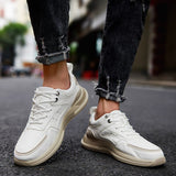 Wexleyjesus Leather Men Casual Shoes Luxury Brand Mens Fashion Sneakers Korean Thick-Soled Men's Shoes White Sneakers