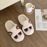 Winter New cute Couple Fashion Cartoon Cute Cats Adult Fall/Winter Non-slip Warm Indoor Fluffy Slippers Home Confinement Shoes w