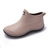 Women's Rubber Non-Slip Rain Boots，Women's Waterproof Plus Fleece Ankle Boots Fishing Kitchen Garden Short Boots Rain Boots