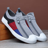 2023 New Style Men's Vulcanize Shoes Breathable Double zipper Trend Men Canvas Loafer British Fashion Mixed Colors Casual Shoe