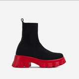 2022 Women Brand Stretch Fabric Shoes Platform High Top Flywire Autumn Ankle Sock Boots Ladies Female Punk Shoes Botas De Mujer