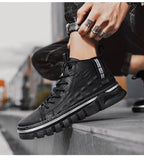 Wexleyjesus New Martin Boots Men Leather Autumn Winter Casual Shoes Motorcycle Lace Up Ankle Boots Man Platform Fashion Black Mid Top Boots