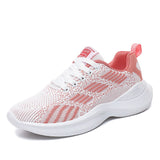 2022 Women's Knitted Sneakers Low Heels Women Vulcanized Shoes Lace Up Mesh Breathable Spring Autumn Female Running Shoe Casual