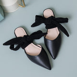 Wexleyjesus 2023 spring and summer new Korean version of Baotou pointed flat strap bow women's sandals