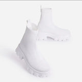 2022 Women Brand Stretch Fabric Shoes Platform High Top Flywire Autumn Ankle Sock Boots Ladies Female Punk Shoes Botas De Mujer