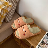 New Girl Heart Cotton Slippers Female Autumn And Winter Cartoon Cute Pig Knot Plush Non-slip Indoor Shoes Home Warm