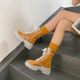 Women Boots Transparent Platform Shoes Jelly Fashion Autumn Casual Goth Ankle Harajuku +Socks