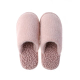 GHJIOL Winter Home Solid Women Fur Slippers Warm Flock Plush Bedroom Ladies Flat Shoes Slides Couples House Furry Slippers