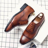 Cap-toe Classic Men Dress Shoes Wing-tip Derby PU Leather Big Size 38-46 3.5CM Heel Elegant Suit Business Formal Oxfords Zapatos