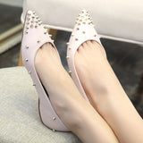 2023 New Shoes Korean Version of the Tip Rivets in Her Shoes chun qiu kuan Solid Color Flat Shoes