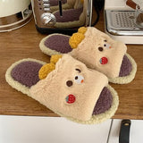 New Girl Heart Cotton Slippers Female Autumn And Winter Cartoon Cute Pig Knot Plush Non-slip Indoor Shoes Home Warm