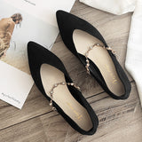 New Women Shoes Single Shoes Fashion Pearl Chain Asakuchi Banquet Low-heeled Elegant Comfortable Pointed Women Shoes