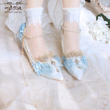 Tea Party Lolita Shoes Flowers Kawaii Girls Shoes Casual Sweet Pink Lolita Breathable Anime Wedding Loli Female Mid Heel 5cm