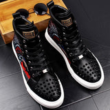 New Style Luxury Men's High Hip-Hop Casual Shoes Men Black Fashion Rivets Shoes Italy Fashion Leisure Folding Driving Loafers