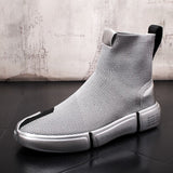 high quality Mens Fashion Socks Shoes Sneakers Male high tops Shoes Casual Walking Shoe Footwear Autumn 2022 gold silver  Shoe